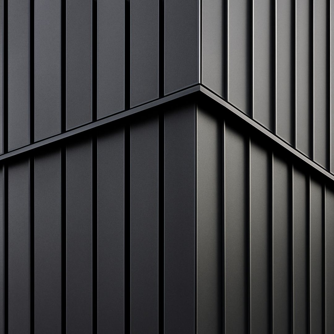 Steel cladding installation on a modern residential or commercial build.